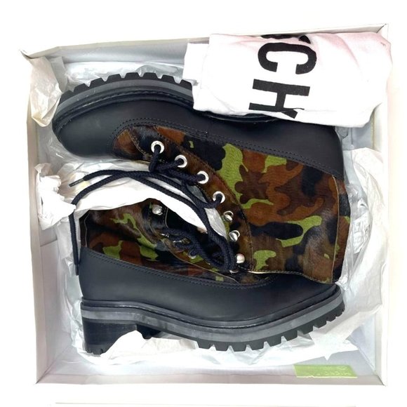 NIB SHUTZ JUNGLE ARMY MAFADA CALF HAIR LEATHER COMBAT BOOTS/BOOTIES SZ: 7.5 / 8 - Picture 3 of 14
